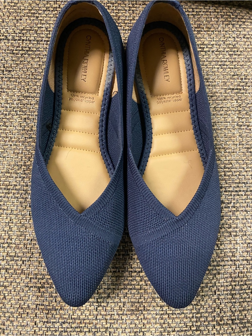 Cynthia Rowley Navy Knit Pointed-Toe Slip-On Flats